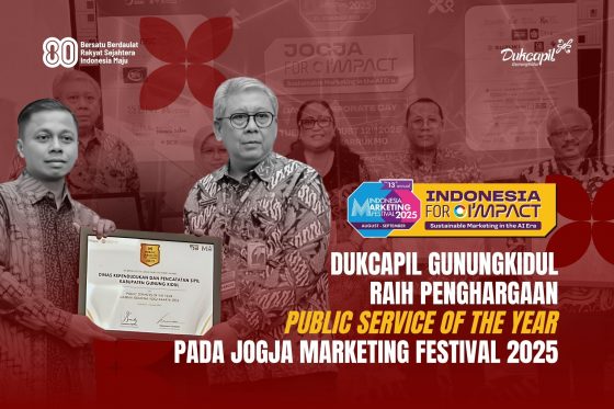 Dukcapil Gunungkidul Raih Penghargaan “Public Service of The Year” pada Jogja Marketing Festival 2025
